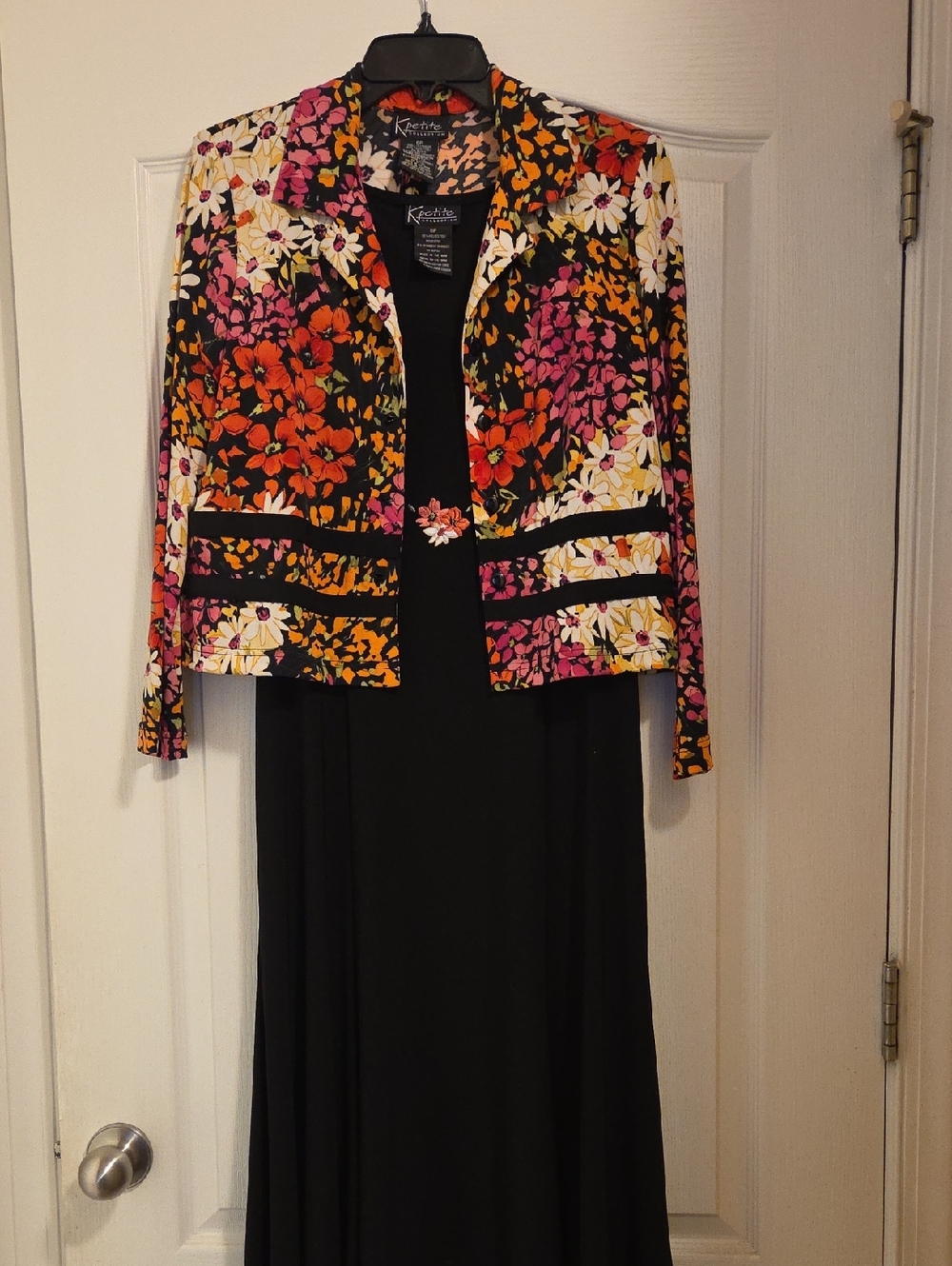 Koret Black Dress with Multicolor Floral Jacket